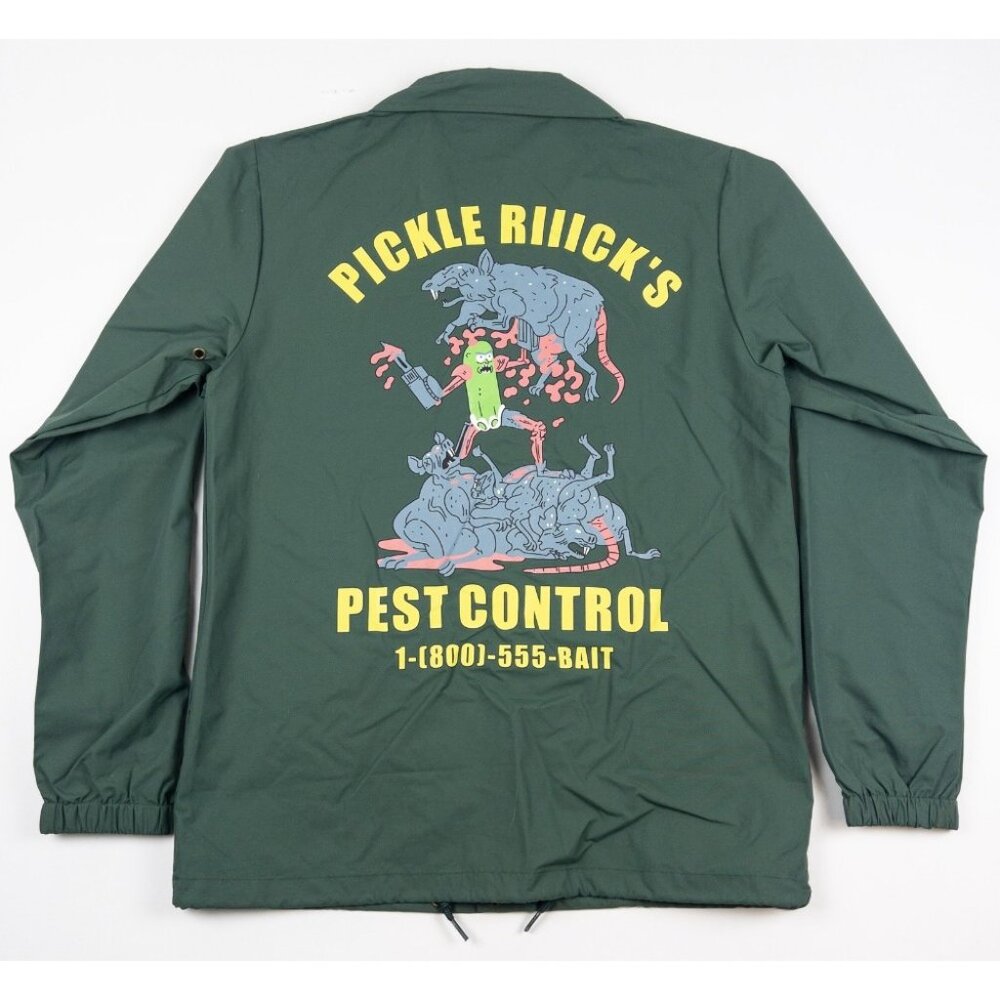 BAIT x Rick And Morty Jacket Men's Medium Pickle Rick Pest Control Snap Green